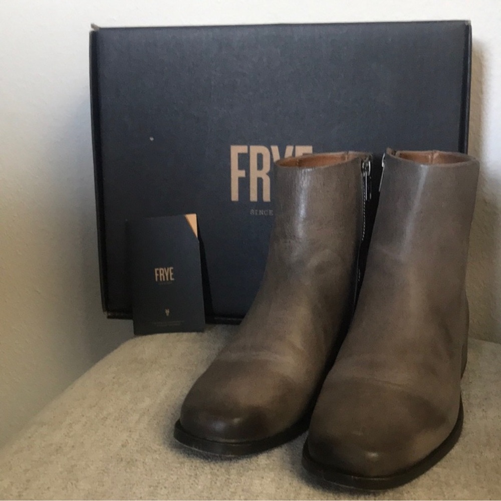 Frye Taupe Leather Ankle Booties